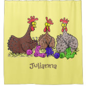 Rideaux De Douche Drôle dessin animé de poulets de tricot (Devant)