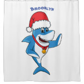 Rideaux De Douche Drôle dessin animé de requin de Noël (Devant)