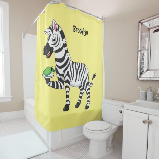 Rideaux De Douche Drôle dessin animé zèbre (En situation)