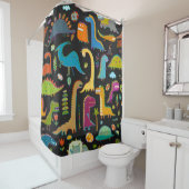 Rideaux De Douche Drôle dinosaure sans couture motif (En situation)
