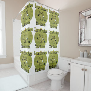 Rideaux De Douche Drôle Les Bowlers De Pelouse Le Font Sur Le Vert,