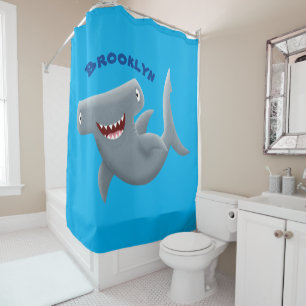 Rideaux De Douche Drôle mignon requin marteau dessin animé