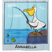 Rideaux De Douche Drôle pélican de pêche (Devant)