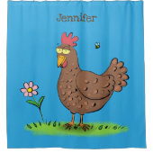 Rideaux De Douche Drôle poulet rustique whimsical dessin animé (Devant)