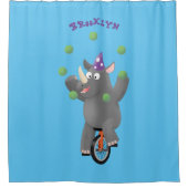 Rideaux De Douche Drôle rhinocéros mignon jonglant sur monocycle (Devant)
