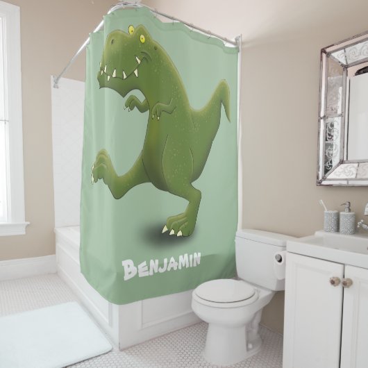 Rideaux De Douche Drôle T rex dinosaure dessin animé humour (En situation)