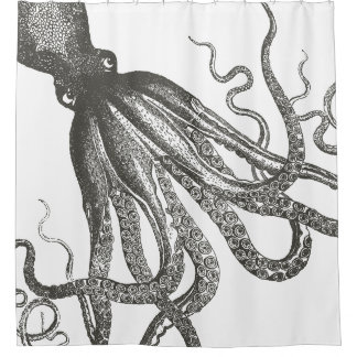 Rideaux De Douche Drôle Tentacles Vintages D'Octopus Entourant