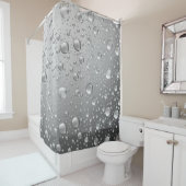 Rideaux De Douche Droplets Abstraits gris argenté (En situation)