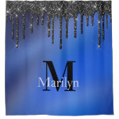 RIDEAUX DE DOUCHE DUKE BLUE ET PARTIES SCINTILLANT   (Devant)