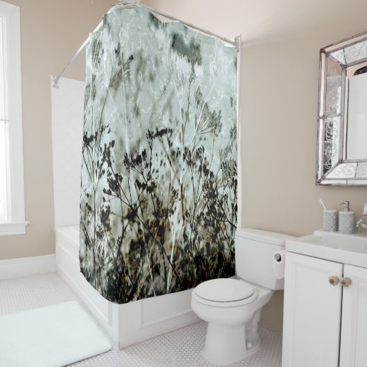 Rideaux De Douche Dusty Green Dark Brown Botanique Queen Anne Floral (En situation)