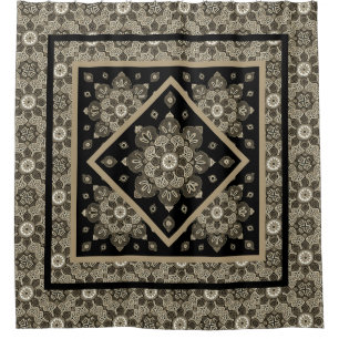 Rideaux De Douche Duvet couverture Boho Sepia médaillons sur noir