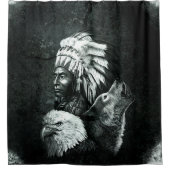 Rideaux De Douche Eagle Wolf Eagle, chefs indiens d'Amérique 02 (Devant)
