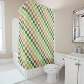Rideaux De Douche Earthy rainbow diagonal checkerboard pattern (En situation)