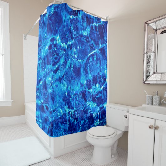 Rideaux De Douche Eau Abstraite Bleue Et Glace (En situation)