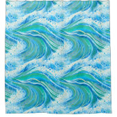 Rideaux De Douche Eau Bleue Océan Vagues de mer (Devant)