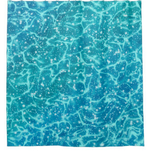 Rideaux De Douche Eau de la mer bleue avec étincelles