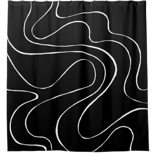 Rideaux De Douche Ebb et flux 2 - Noir sur blanc (Devant)