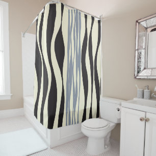 Rideaux De Douche Ebb et flux en noir, gris et crème
