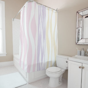 Rideaux De Douche Ebb et flux - rose pastel, jaune et violet
