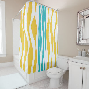 Rideaux De Douche Ebb et flux - Turquoise & Jaune