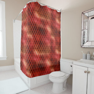 Rideaux De Douche Écales de dragon rouge ombré scintillant
