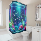Rideaux De Douche "Échappement de l'aquarium enchanté" (En situation)