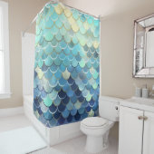 Rideaux De Douche Échelle de poisson Motif Ciel bleu Arrière - plan  (En situation)