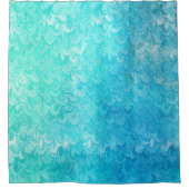 Rideaux De Douche Échelles de poissons brillantes bleues de sirène (Devant)