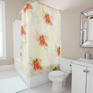 Rideaux De Douche Éclaboussure de fraise ! Aquarelle