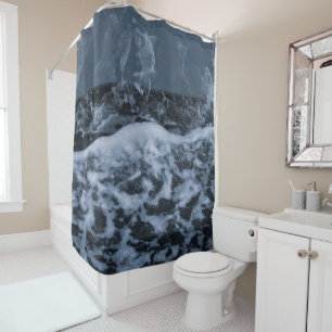 Rideaux De Douche Éclaboussure d'écume océanique de près 1