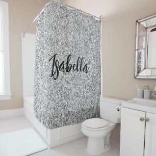Rideaux De Douche Éclaircissements de parties scintillant gris argen