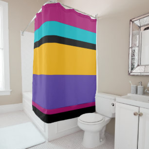Rideaux De Douche éclat gras rayures violet jaune bleu