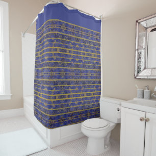 Rideaux De Douche Éclats en or Bleu Chic