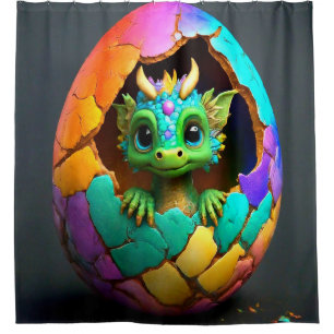 Rideaux De Douche éclosion de dragon de bébé