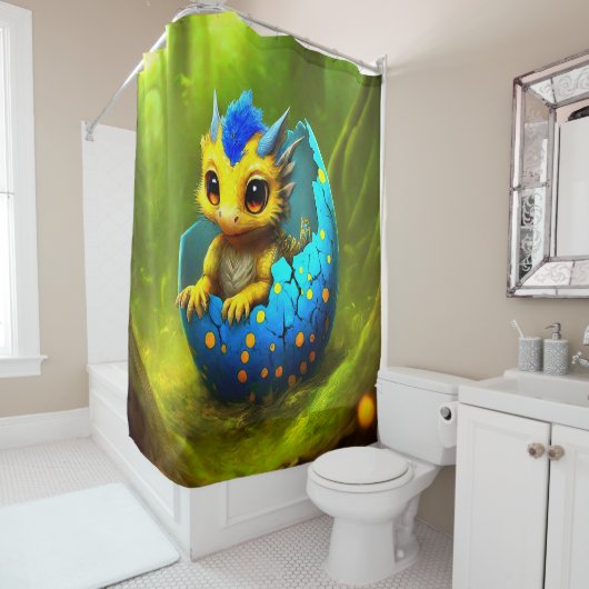 Rideaux De Douche éclosion de dragon de bébé (En situation)