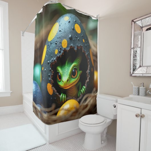 Rideaux De Douche éclosion de dragon de bébé (En situation)