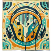 Rideaux De Douche Ecouteurs musicaux Art Déco (Devant)