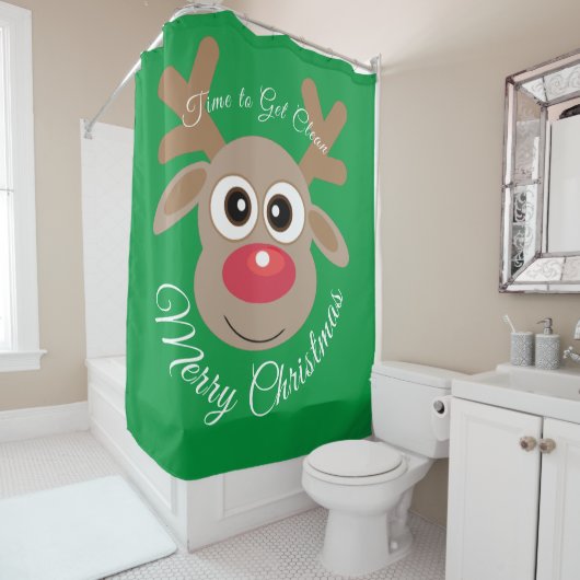 Rideaux De Douche Écran vert Noël mignon en dessin (En situation)