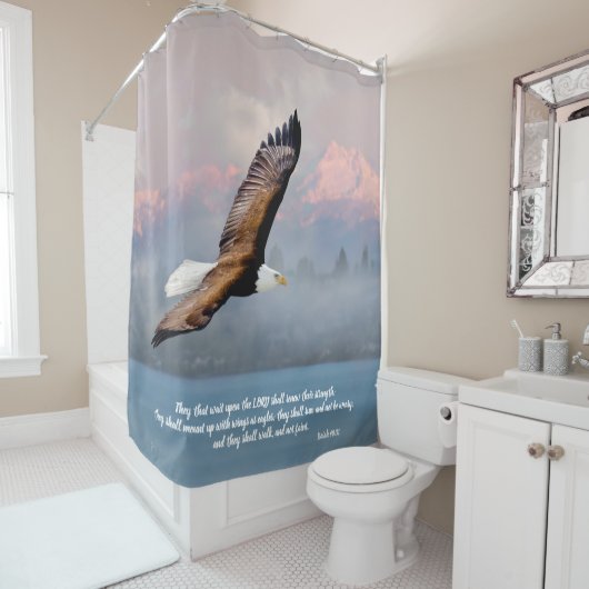 Rideaux De Douche Écriture Inspirationnelle de l'aigle chauve Verse  (En situation)