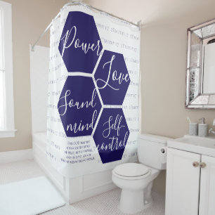 Rideaux De Douche Écriture moderne POWER LOVE SOUND MIND Chrétien
