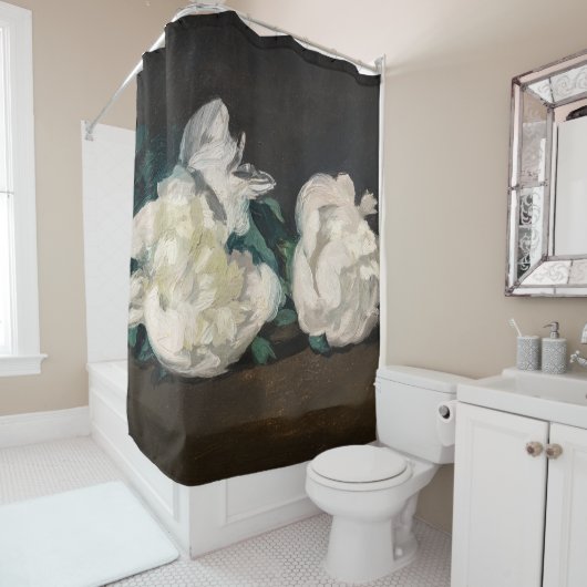 Rideaux De Douche Edouard Manet - Branche des pivoines blanches, sec (En situation)