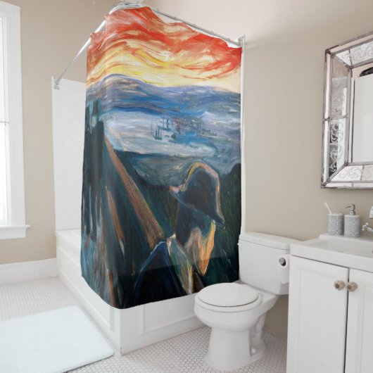 Rideaux De Douche Edvard Munch - Maladie d'humeur au coucher du sole (En situation)