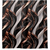 Rideaux De Douche Effet 3D Abstrait noir, argent et cuivre (Devant)