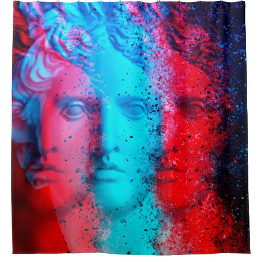 Rideaux De Douche Effet d'anaglyphe 3d. Covid-mutants. David Apollo. (Devant)