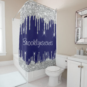 Rideaux De Douche Effet de Parties scintillant des gouttes Blue Navy