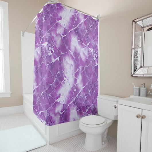 Rideaux De Douche Effet de texture de marbre pourpre (En situation)