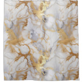 Rideaux De Douche Effet marbre blanc et or (Devant)