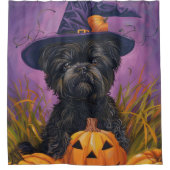 Rideaux De Douche Éffrayant Affenpinscher Halloween sorcière et Citr (Devant)