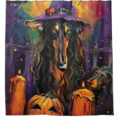 Rideaux De Douche Éffrayant Afghan Hound Halloween sorcière et Citro (Devant)