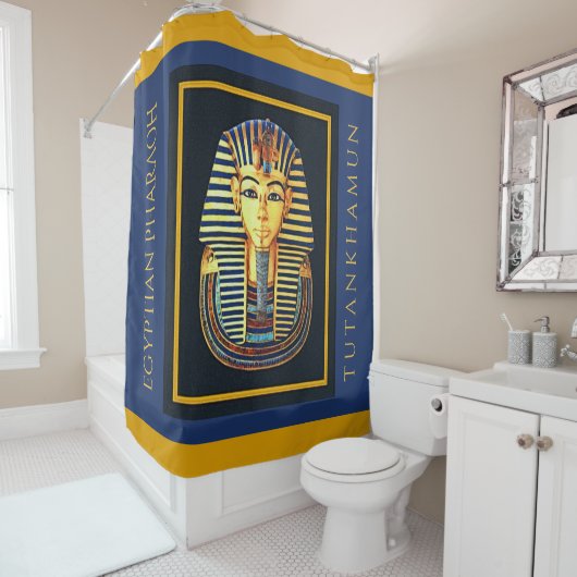 RIDEAUX DE DOUCHE EGYPTIEN PHARAOH TUTANKHAMUN (En situation)